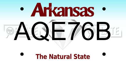 AQE76B Arkansas License Plate