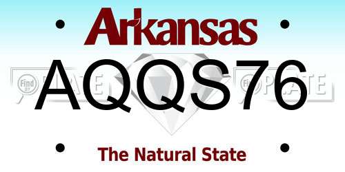 AQQS76 Arkansas License Plate