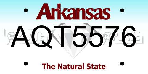 AQT5576 Arkansas License Plate