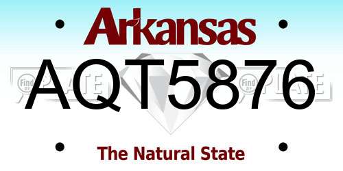 AQT5876 Arkansas License Plate