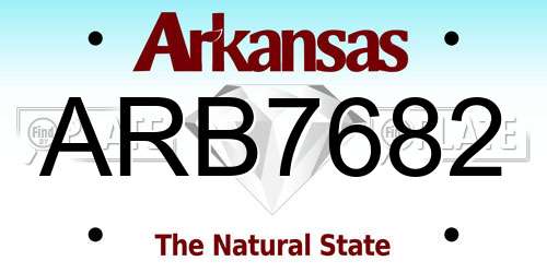 ARB7682 Arkansas License Plate