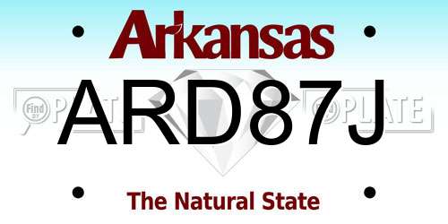 ARD87J Arkansas License Plate