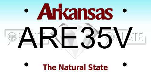 ARE35V Arkansas License Plate