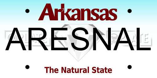 ARESNAL Arkansas License Plate