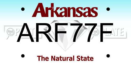 ARF77F Arkansas License Plate
