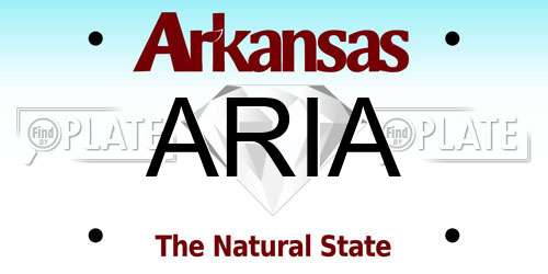 ARIA Arkansas License Plate
