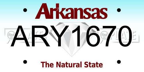 ARY1670 Arkansas License Plate