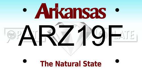ARZ19F Arkansas License Plate