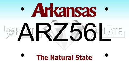 ARZ56L Arkansas License Plate
