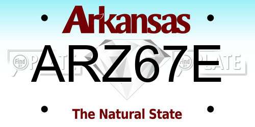 ARZ67E Arkansas License Plate
