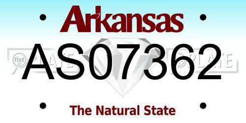 AS07362 Arkansas License Plate