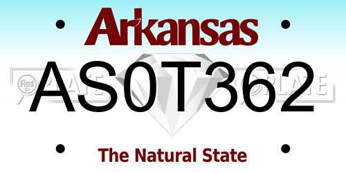AS0T362 Arkansas License Plate