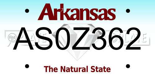 AS0Z362 Arkansas License Plate