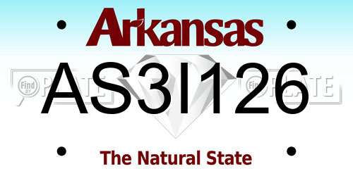AS3I126 Arkansas License Plate
