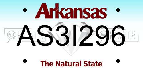 AS3I296 Arkansas License Plate