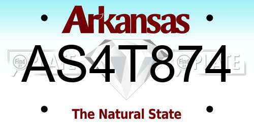 AS4T874 Arkansas License Plate