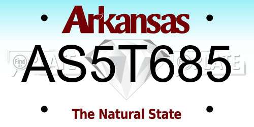 AS5T685 Arkansas License Plate