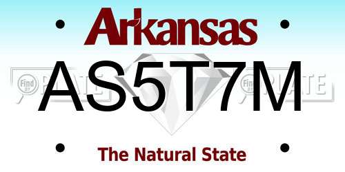 AS5T7M Arkansas License Plate