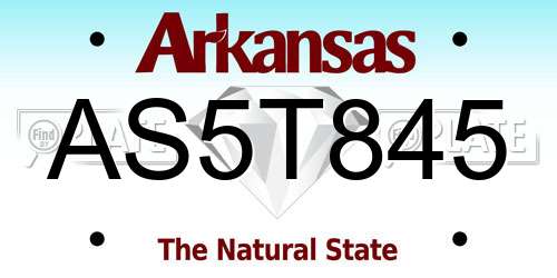 AS5T845 Arkansas License Plate
