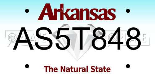 AS5T848 Arkansas License Plate