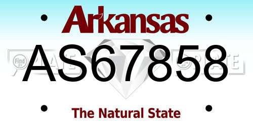 AS67858 Arkansas License Plate