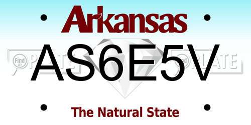 AS6E5V Arkansas License Plate