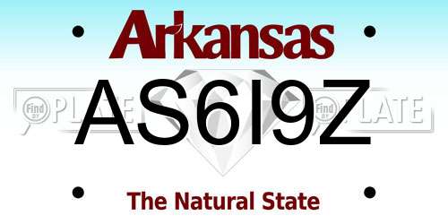 AS6I9Z Arkansas License Plate
