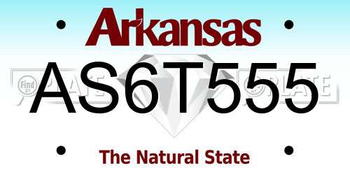 AS6T555 Arkansas License Plate