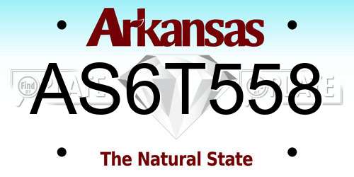 AS6T558 Arkansas License Plate