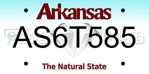 AS6T585 Arkansas License Plate