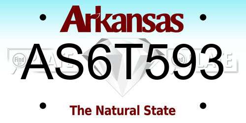 AS6T593 Arkansas License Plate