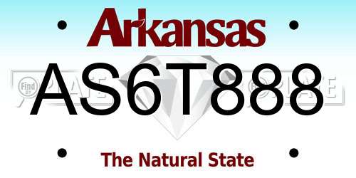 AS6T888 Arkansas License Plate