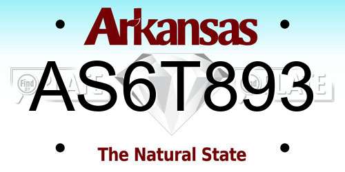 AS6T893 Arkansas License Plate