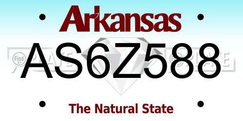 AS6Z588 Arkansas License Plate
