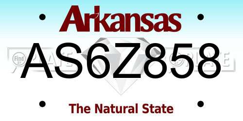AS6Z858 Arkansas License Plate