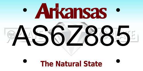 AS6Z885 Arkansas License Plate
