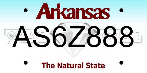 AS6Z888 Arkansas License Plate