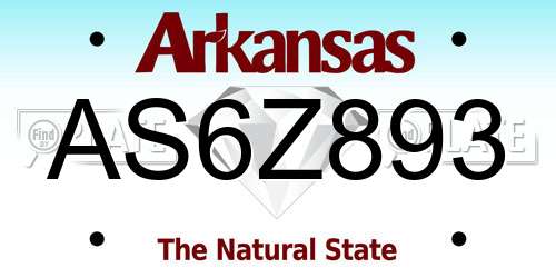 AS6Z893 Arkansas License Plate