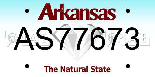 AS77673 Arkansas License Plate