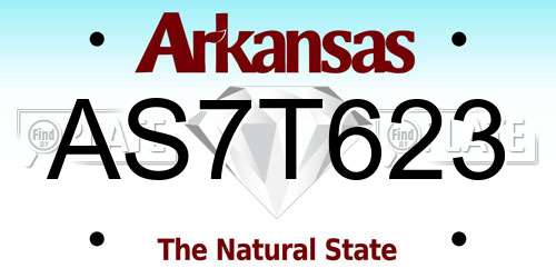 AS7T623 Arkansas License Plate