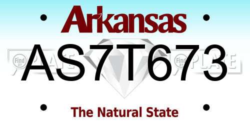 AS7T673 Arkansas License Plate