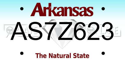 AS7Z623 Arkansas License Plate