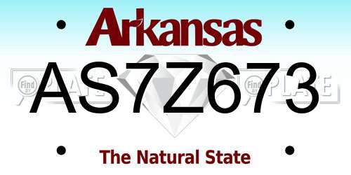 AS7Z673 Arkansas License Plate