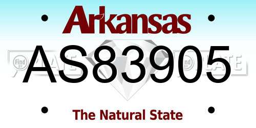AS83905 Arkansas License Plate
