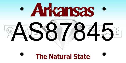AS87845 Arkansas License Plate