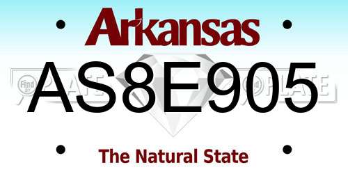 AS8E905 Arkansas License Plate