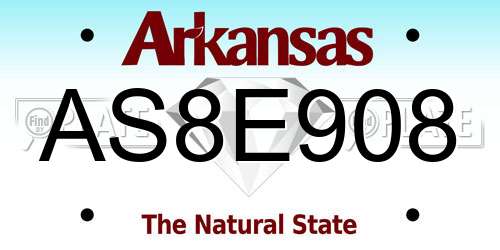 AS8E908 Arkansas License Plate