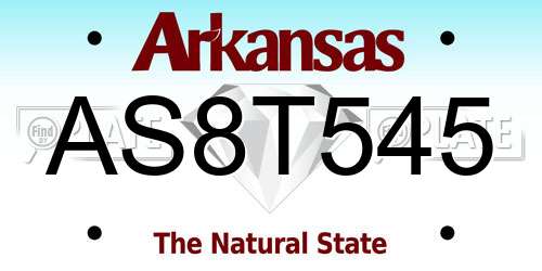 AS8T545 Arkansas License Plate