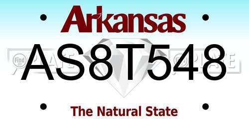 AS8T548 Arkansas License Plate
