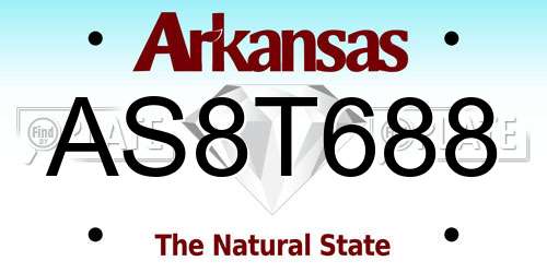 AS8T688 Arkansas License Plate